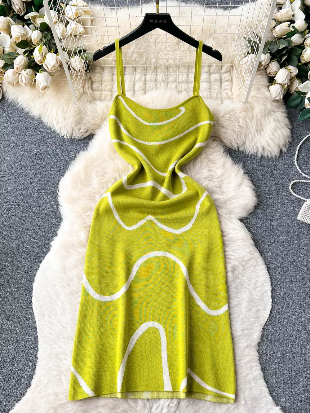 Wave Pattern Knit Midi Dress, image 5