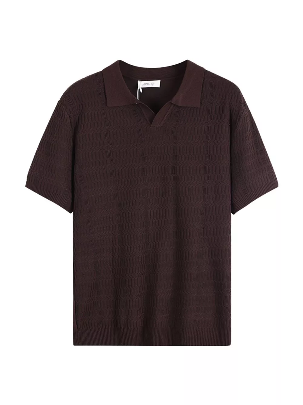 Men's Plus Size Textured Knit Short Sleeve Polo, image 5