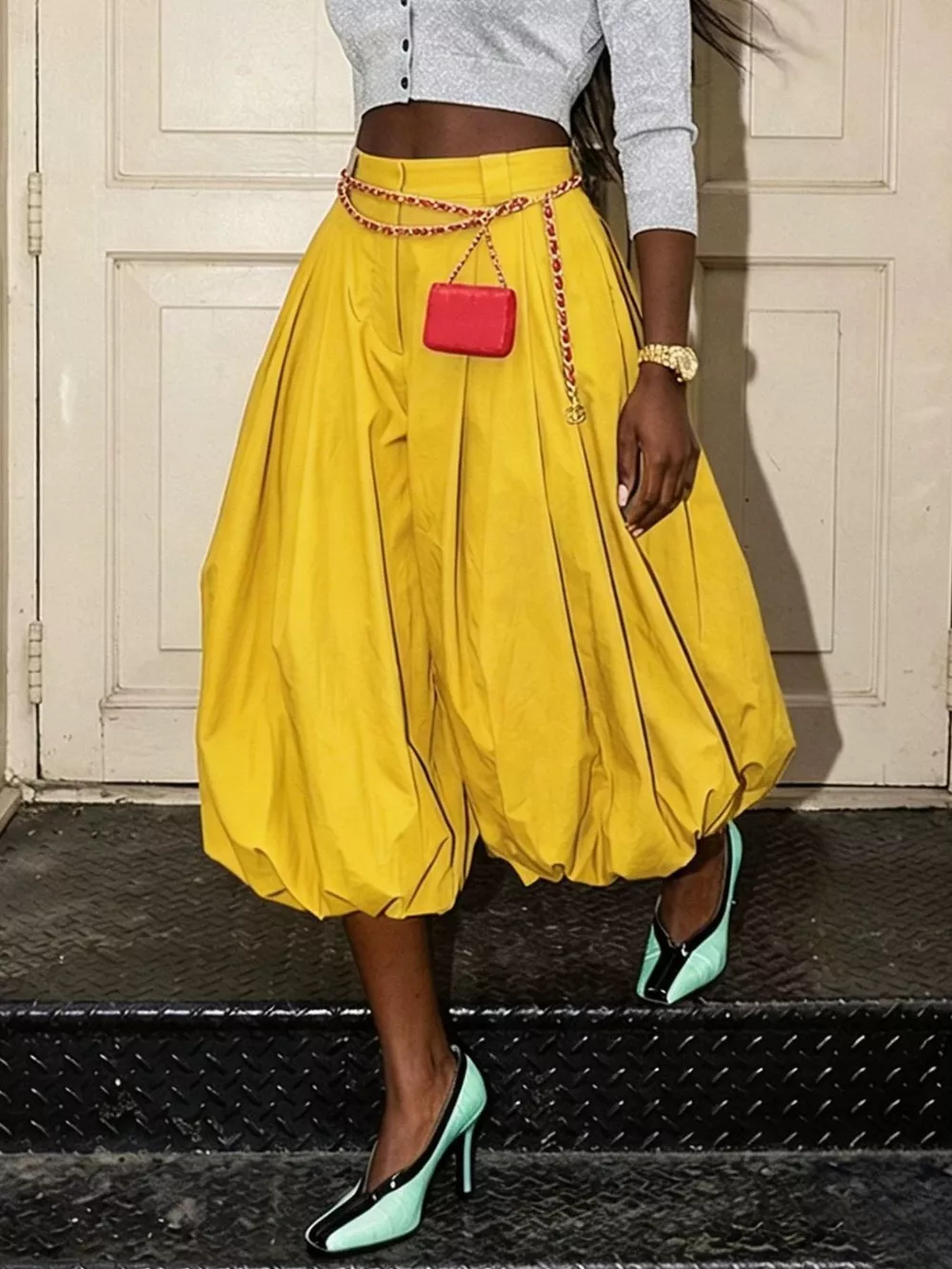 High-Waisted Ruched Balloon Pants, image 5