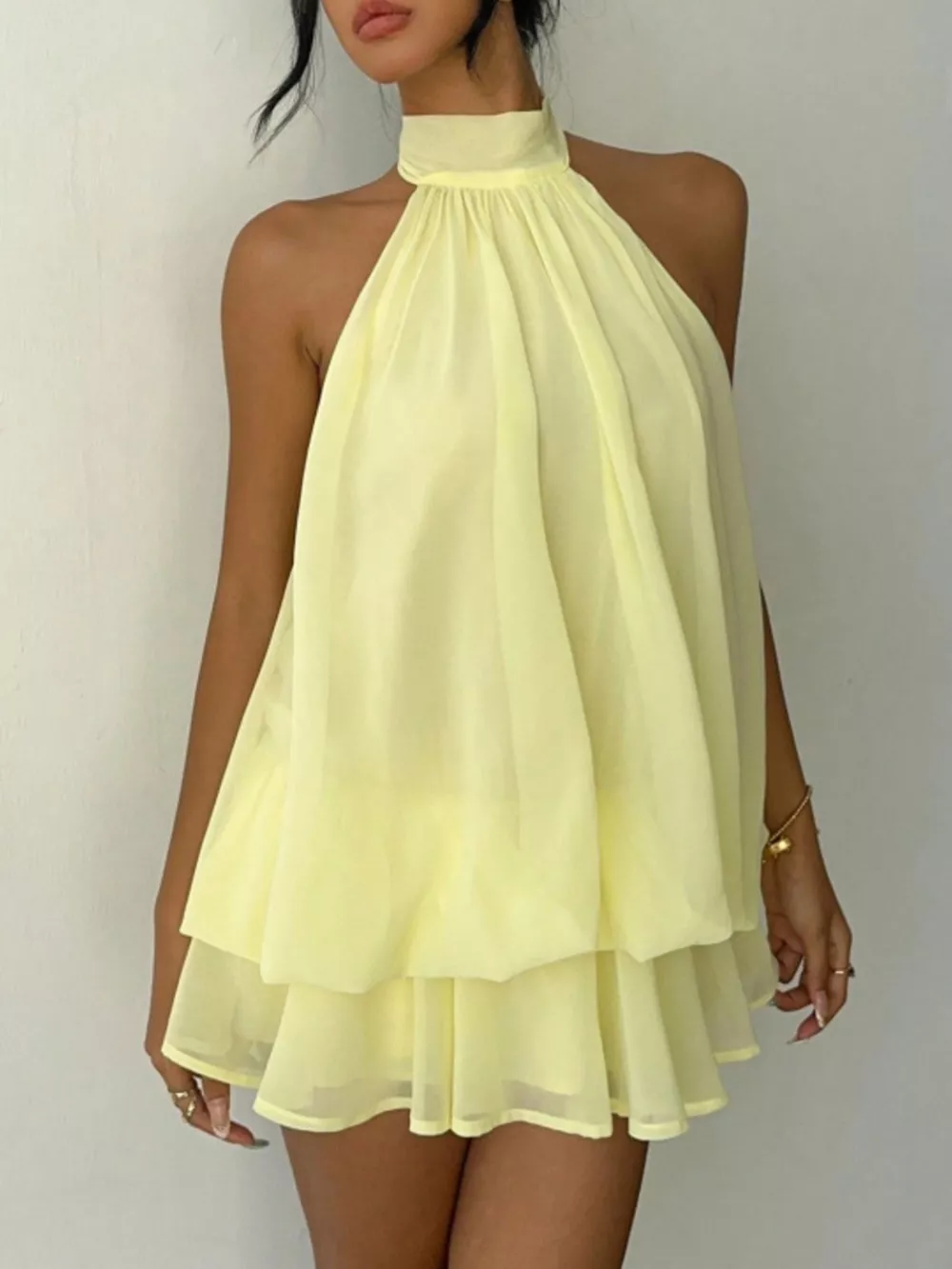 Halter Neck Layered Mini Dress, image 13