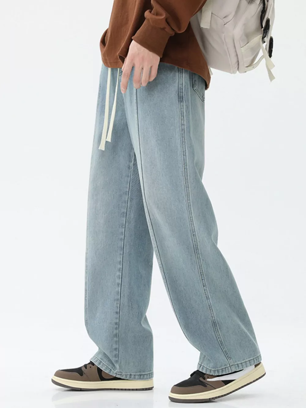 Men's Full Size Drawstring Wide Leg Jeans Plus Size, image 5