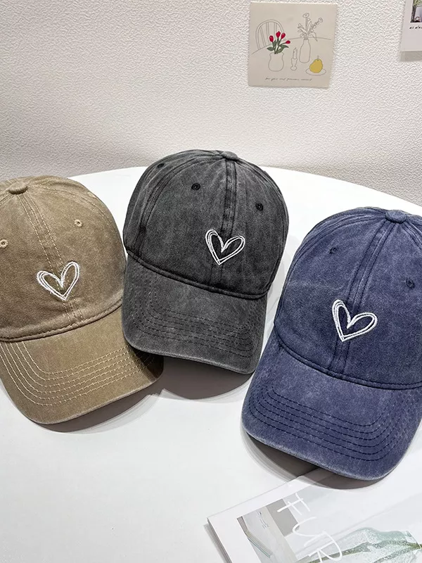Washed Heart Embroidered Baseball Cap, image 12