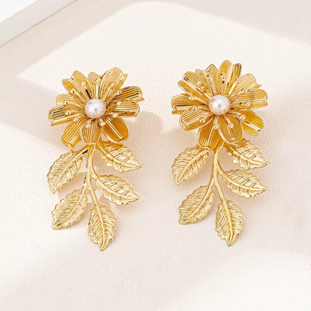18K Gold-Plated Flower Earrings, image 3