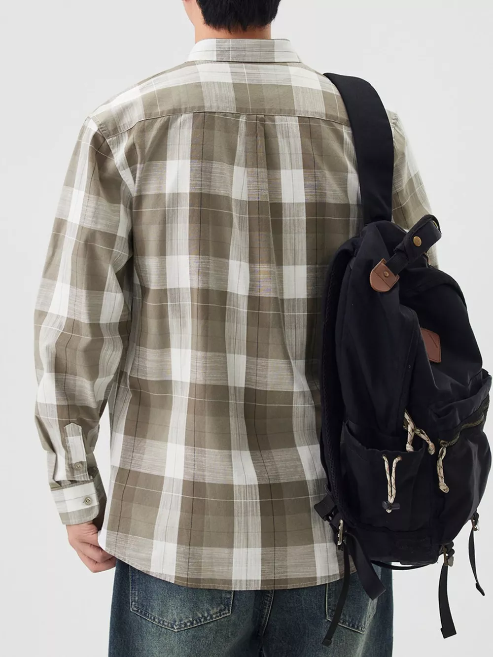 Men's Full Size Casual Plaid Long Sleeve Shirt Plus Size, image 5