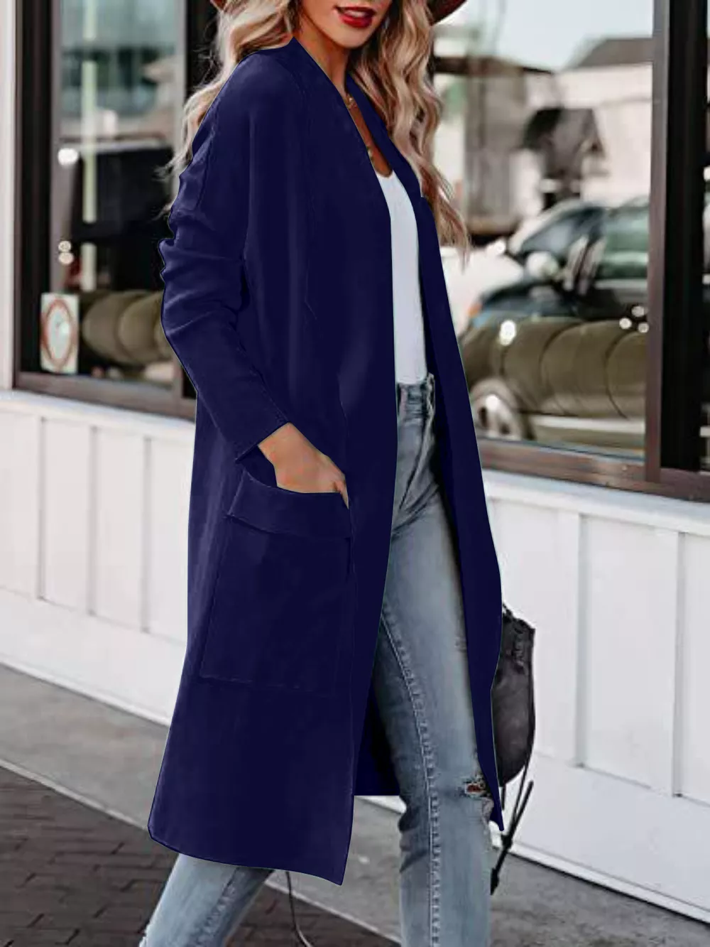 Open Front Dropped Shoulder Outerwear, image 17
