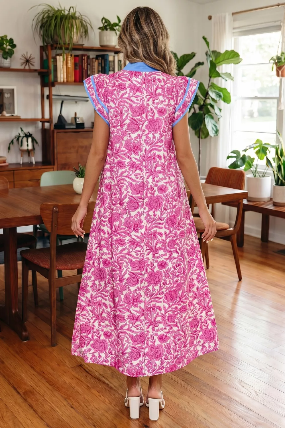 Floral Print Ruffle Cap Sleeve Dress, image 4