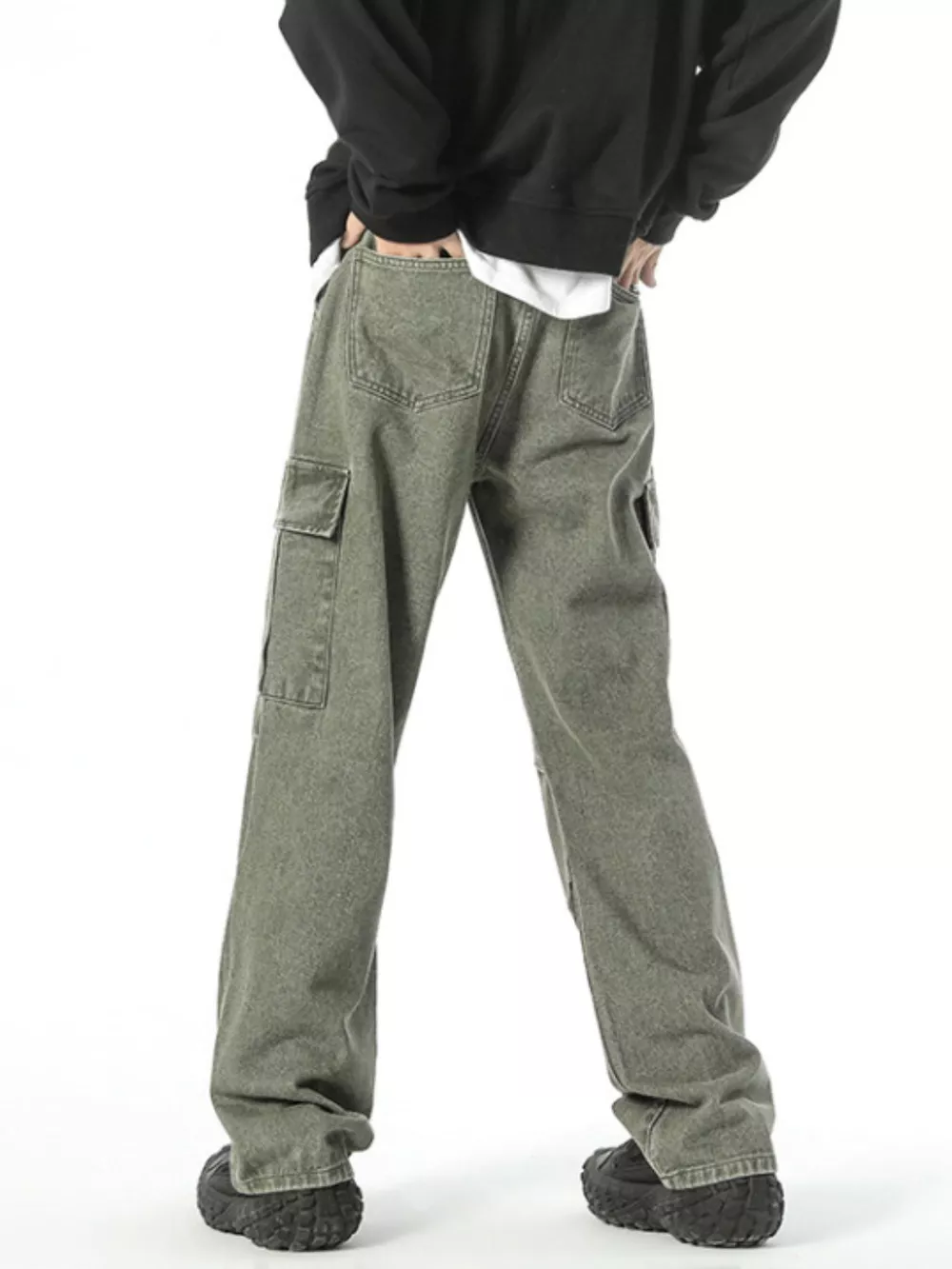 Men's Full Size Wide Leg Cargo Jeans Plus Size, image 7