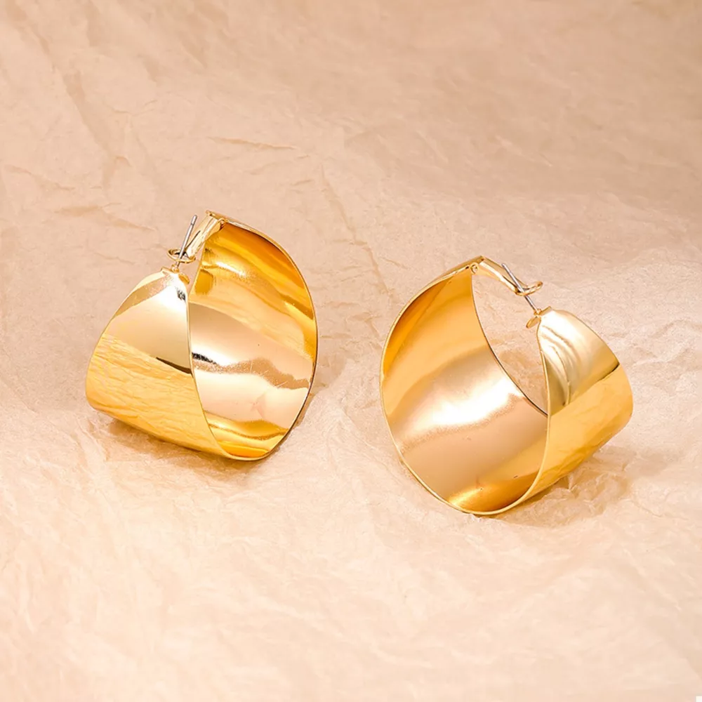 Alloy Wide Hoop Earrings