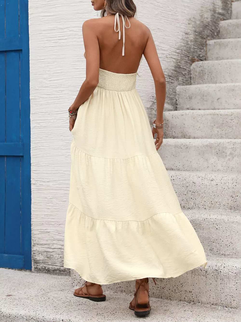 Halter Neck Tiered Maxi Dress, image 4