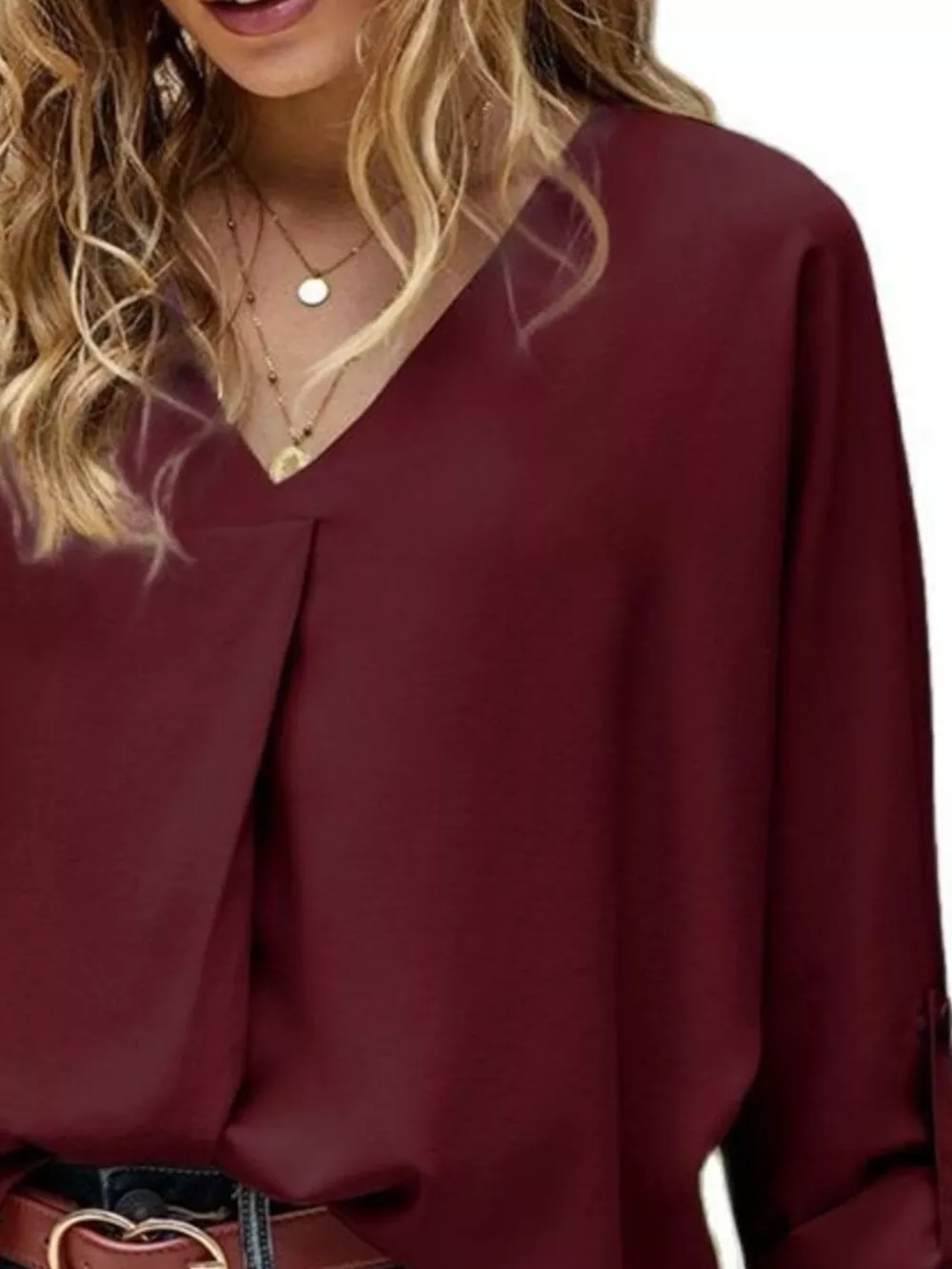Elegant V-Neck Long Sleeve Blouse, image 9