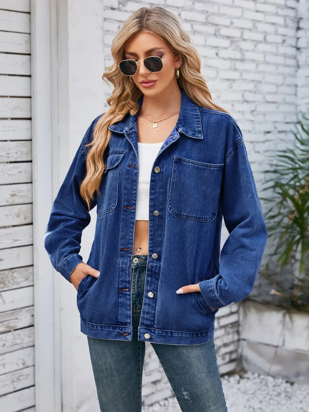 Pocketd Button Up Detachable Hooded Denim Jacket, image 5