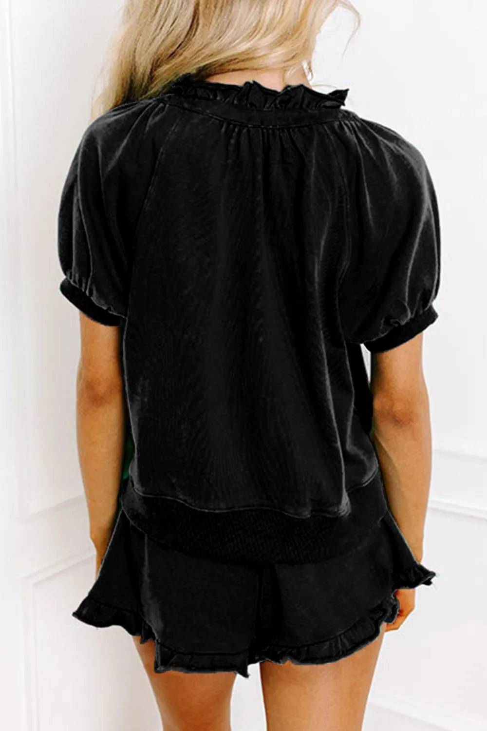 Frill Zip Front Puff Sleeve Top and Skort Set, image 11