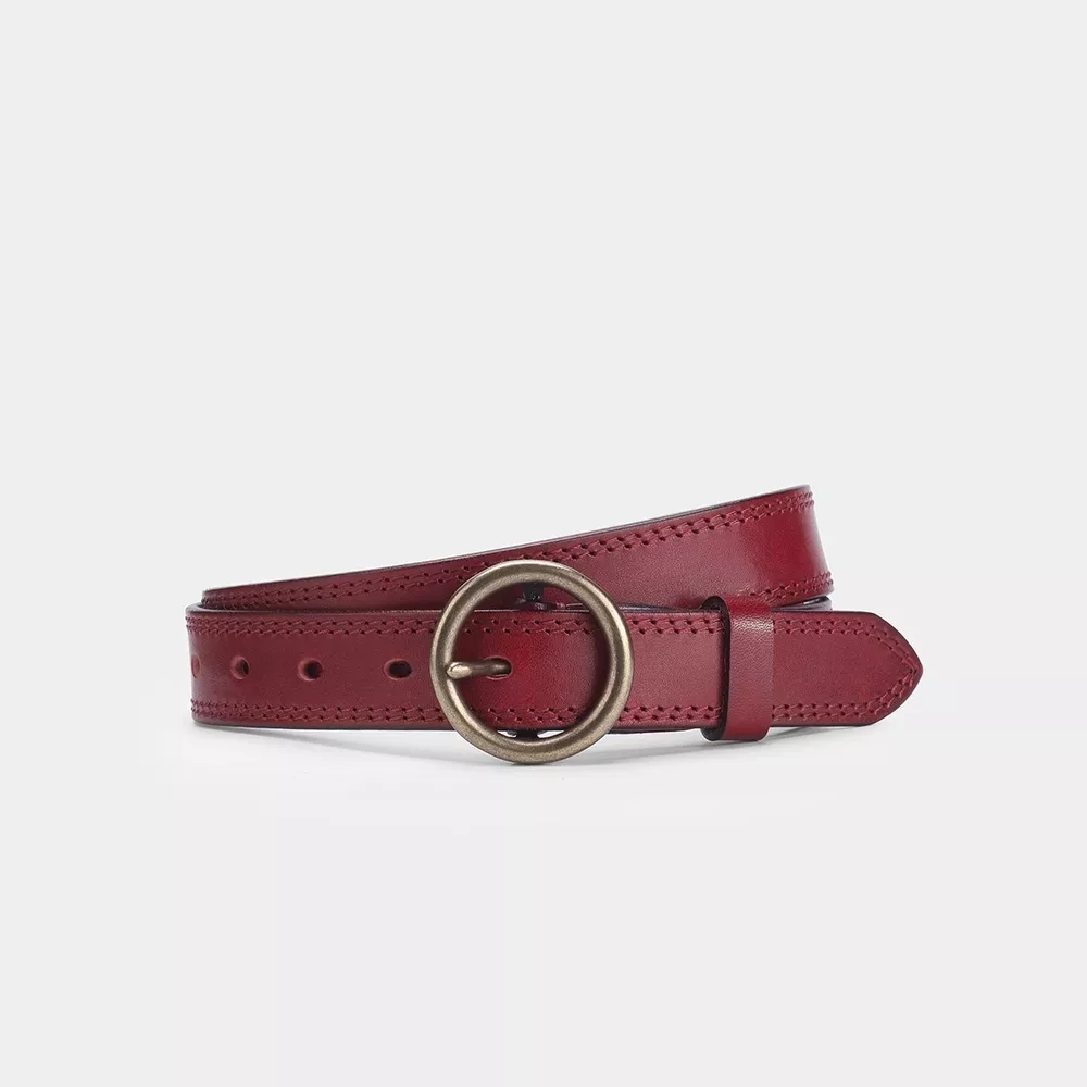 Round Buckle Leather Belt, image 2