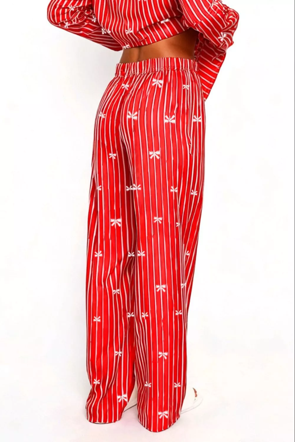 Bow Print Top and Wide Leg Pants Lounge Set, image 6