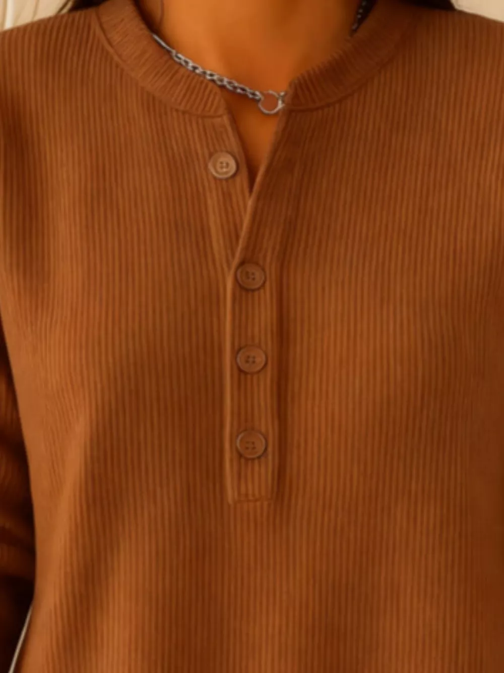 Full Size Button Detail Corduroy Top Plus Size, image 14