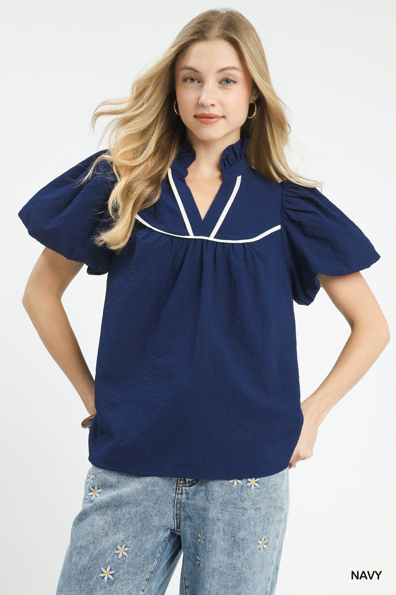 Textured Puff Sleeve Blouse