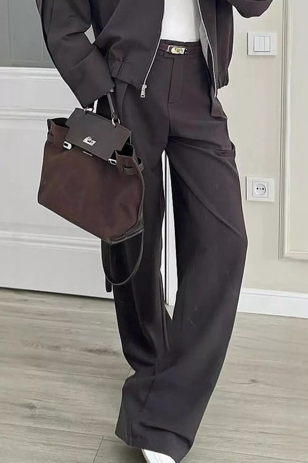 Zip-Up Jacket and Wide-Leg Pants Set, image 15