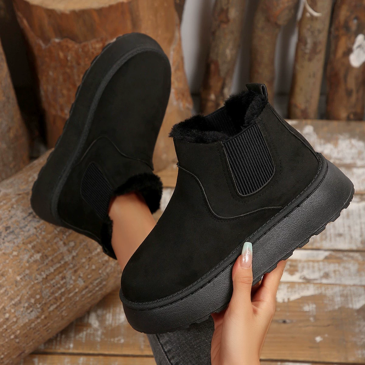 Fur Lining Platform Boots, image 4