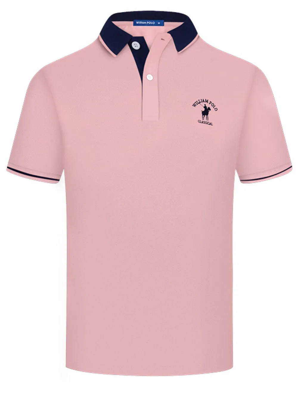 Men's Plus Size Contrast Collar Short Sleeve Embroidered Polo, image 2
