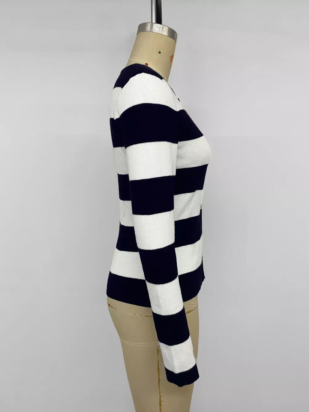Striped Button-Down Knit Cardigan, image 12