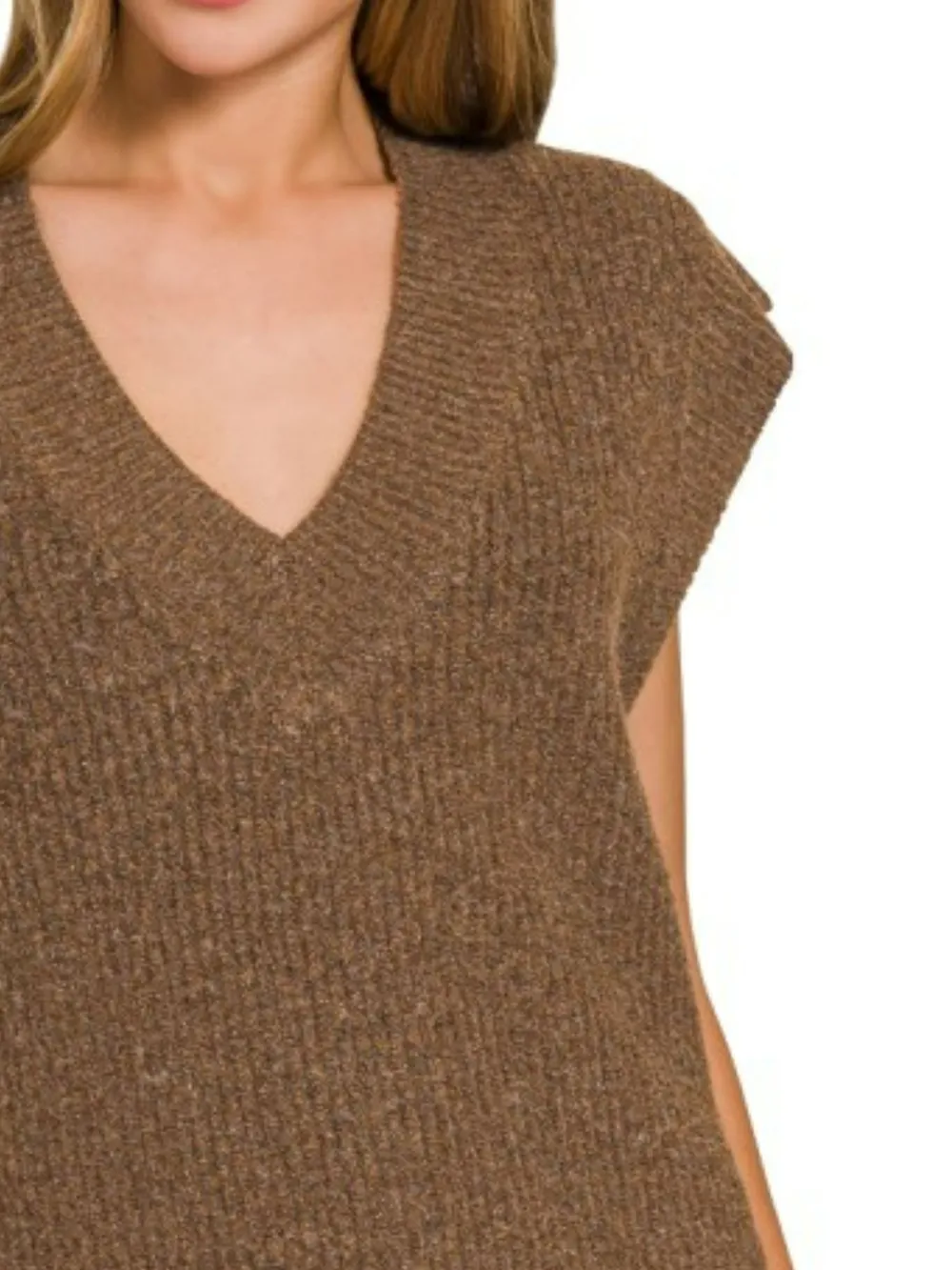 Oversized Sweater Vest with Side Slit, image 2