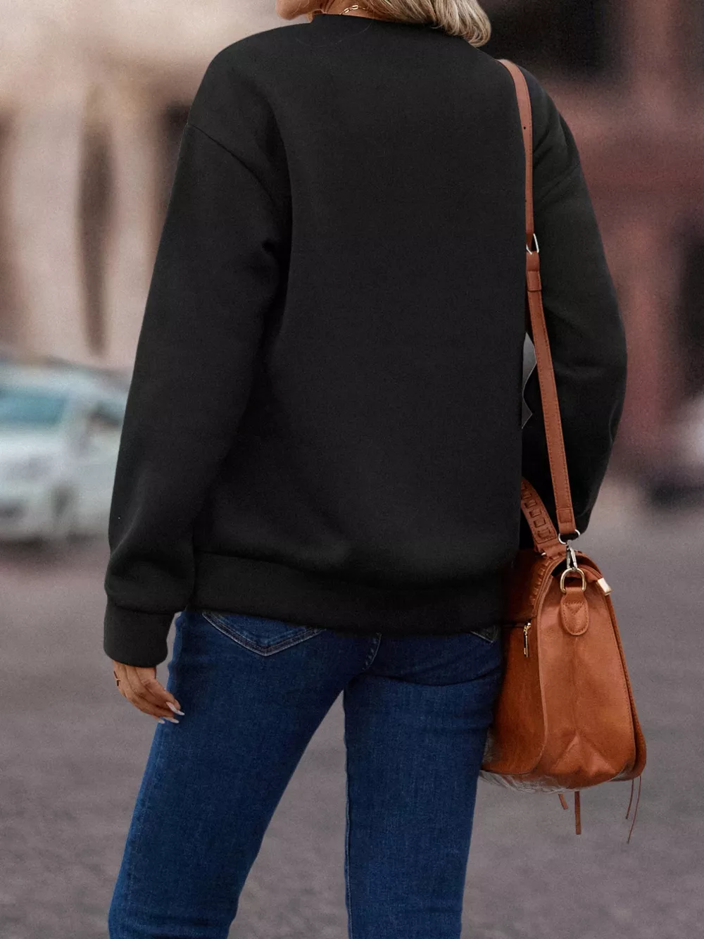 Fringe Trim Crew Neck Sweatshirt, image 4
