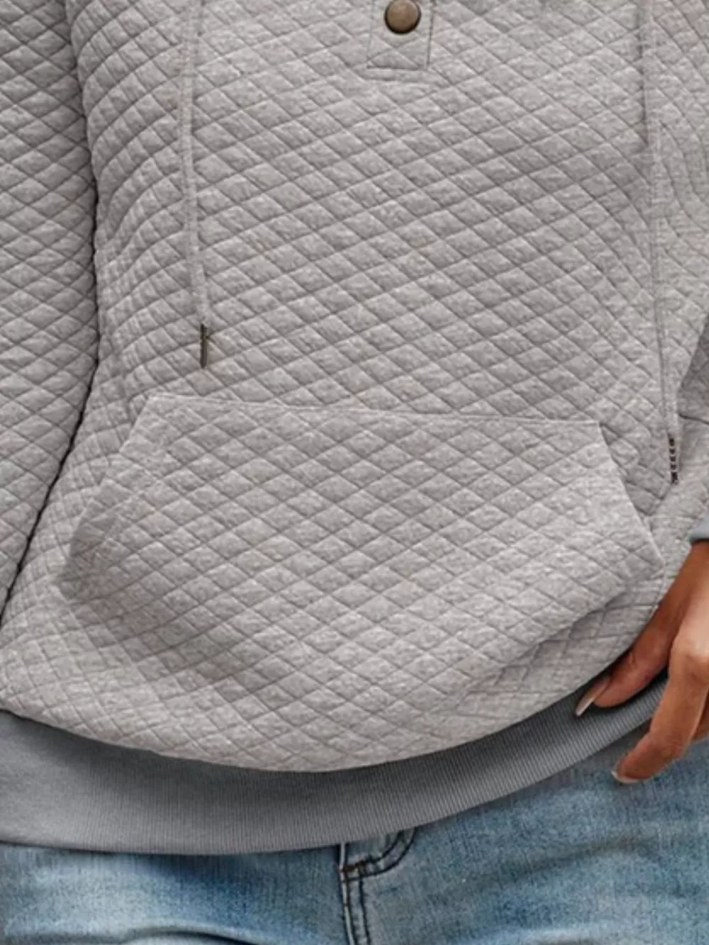 Drawstring Textured Dropped Shoulder Hoodie, image 22