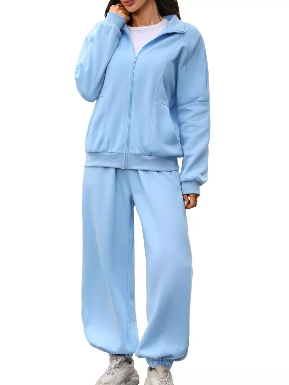 Zip-Up Long Sleeve Top and Pants Set