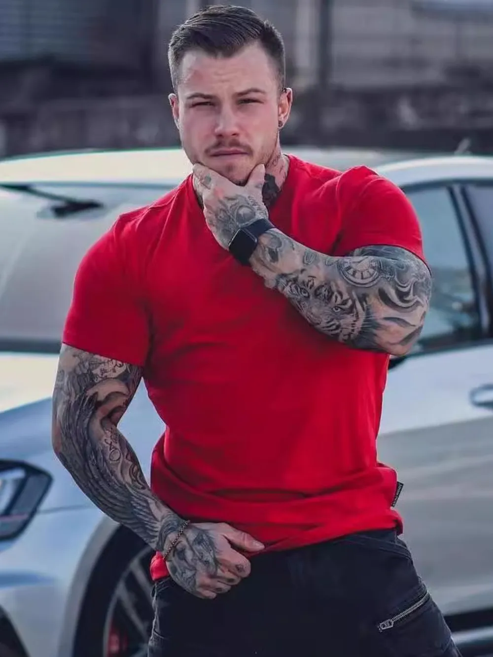 Men's Plus Size Round Neck Short Sleeve T-Shirt, image 5