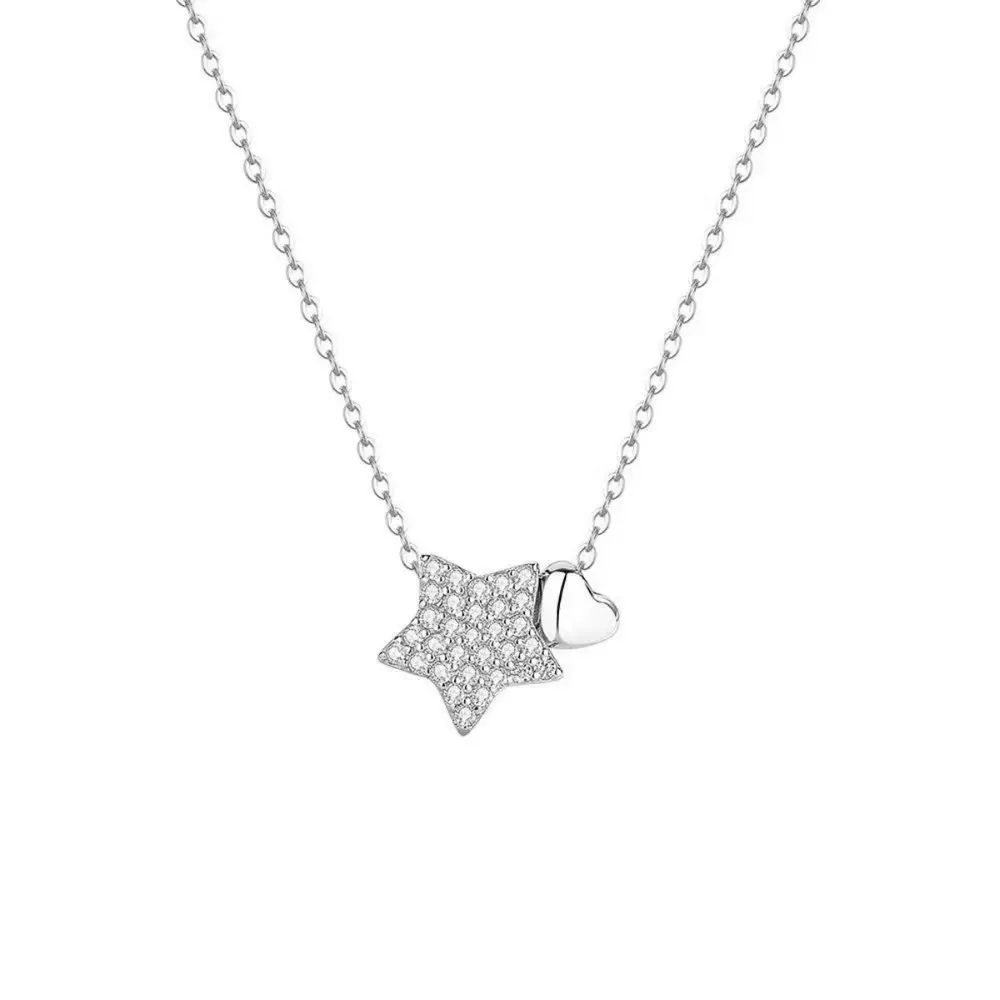 925 Sterling Silver Star Heart Necklace, image 4