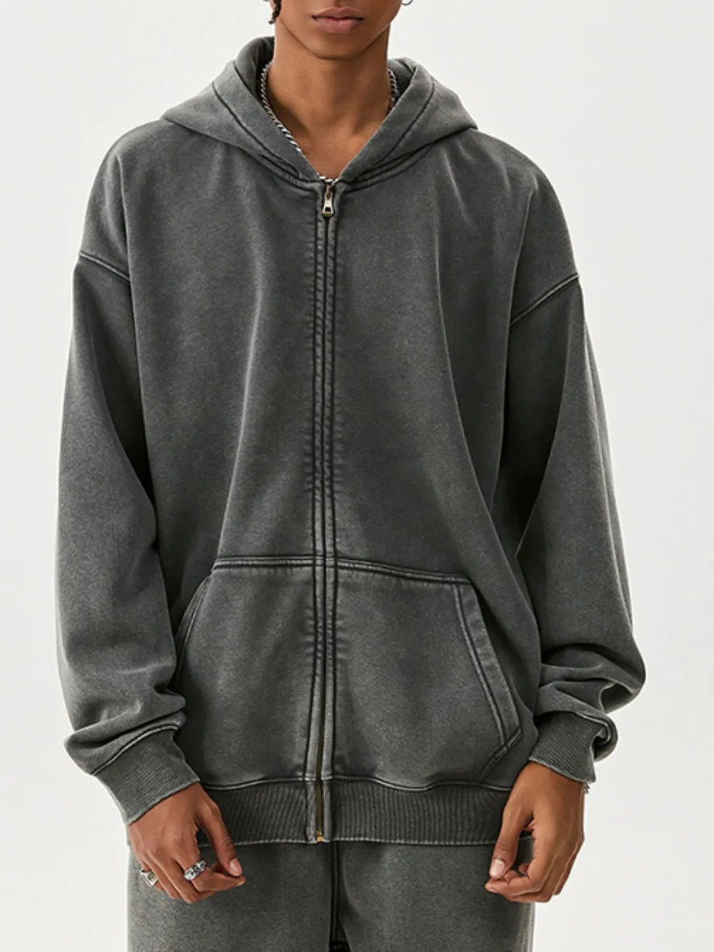 Men's Zip Up Long Sleeve Hoodie, image 4