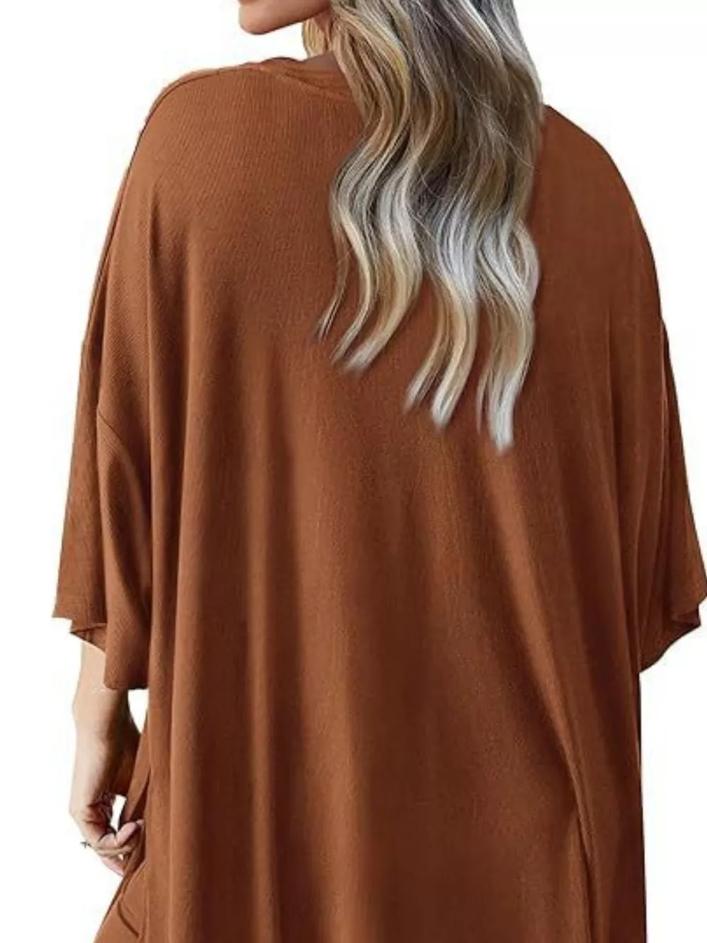 Slit Round Neck Top and Pants Set, image 12