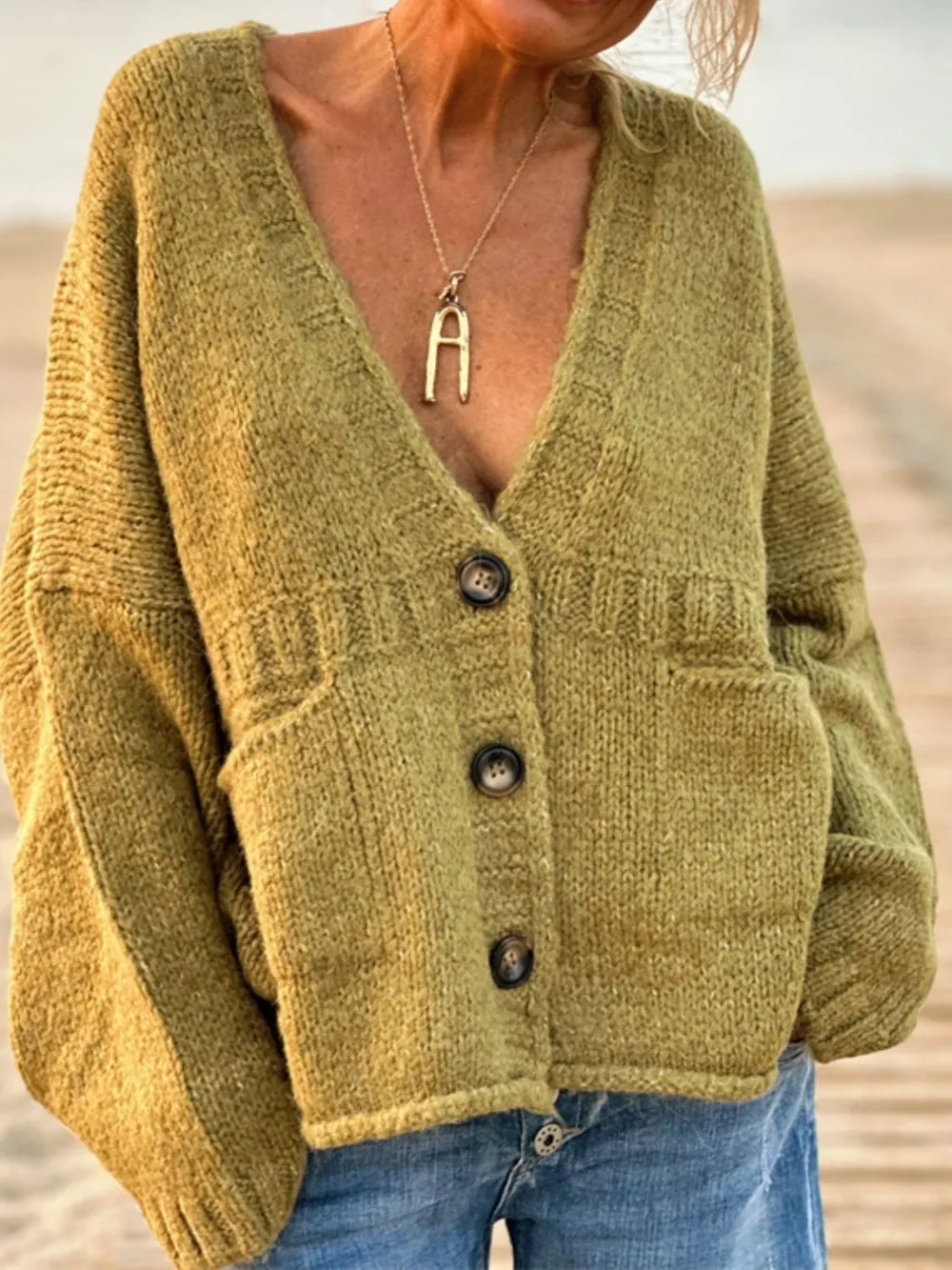 Pocketed V-Neck Button Up Cardigan, image 13