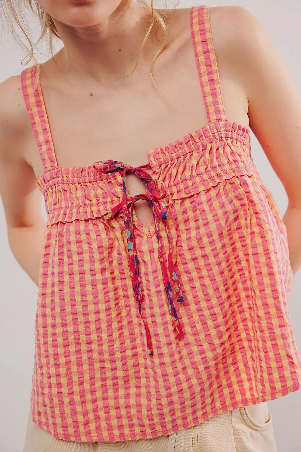 Tied Front Textured Square Neck Cami, image 15