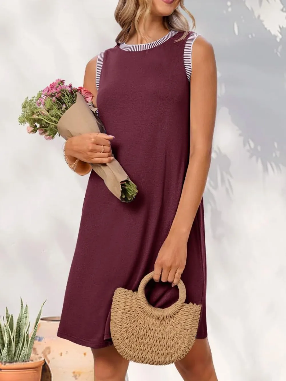 Round Neck Sleeveless Mini Tank Dress, image 14
