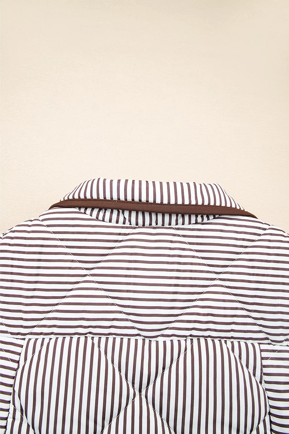 Stripe Quilted Wavy Hem Snap Button Vest, image 8