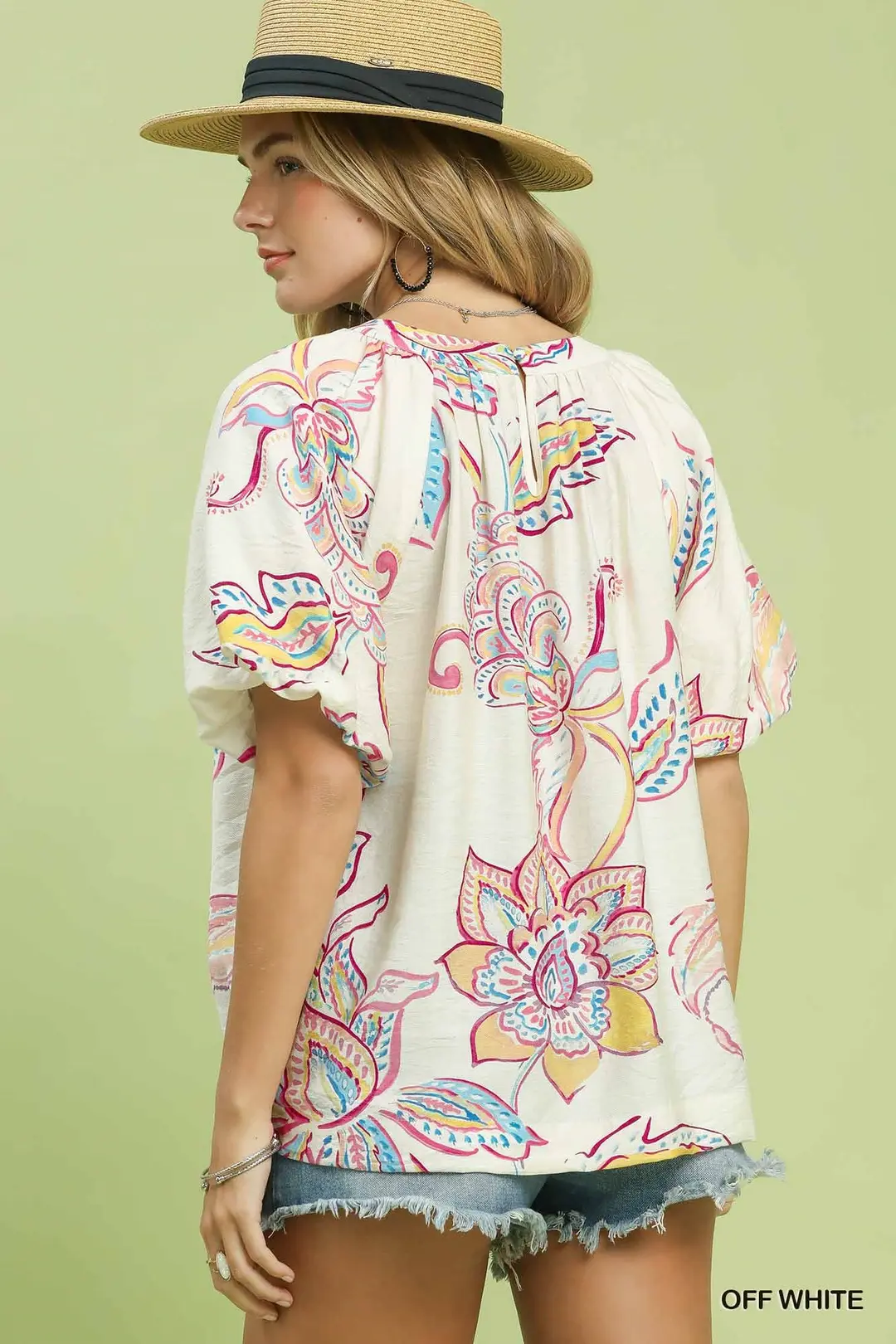 Paisley Print Puff Sleeve Top, image 4