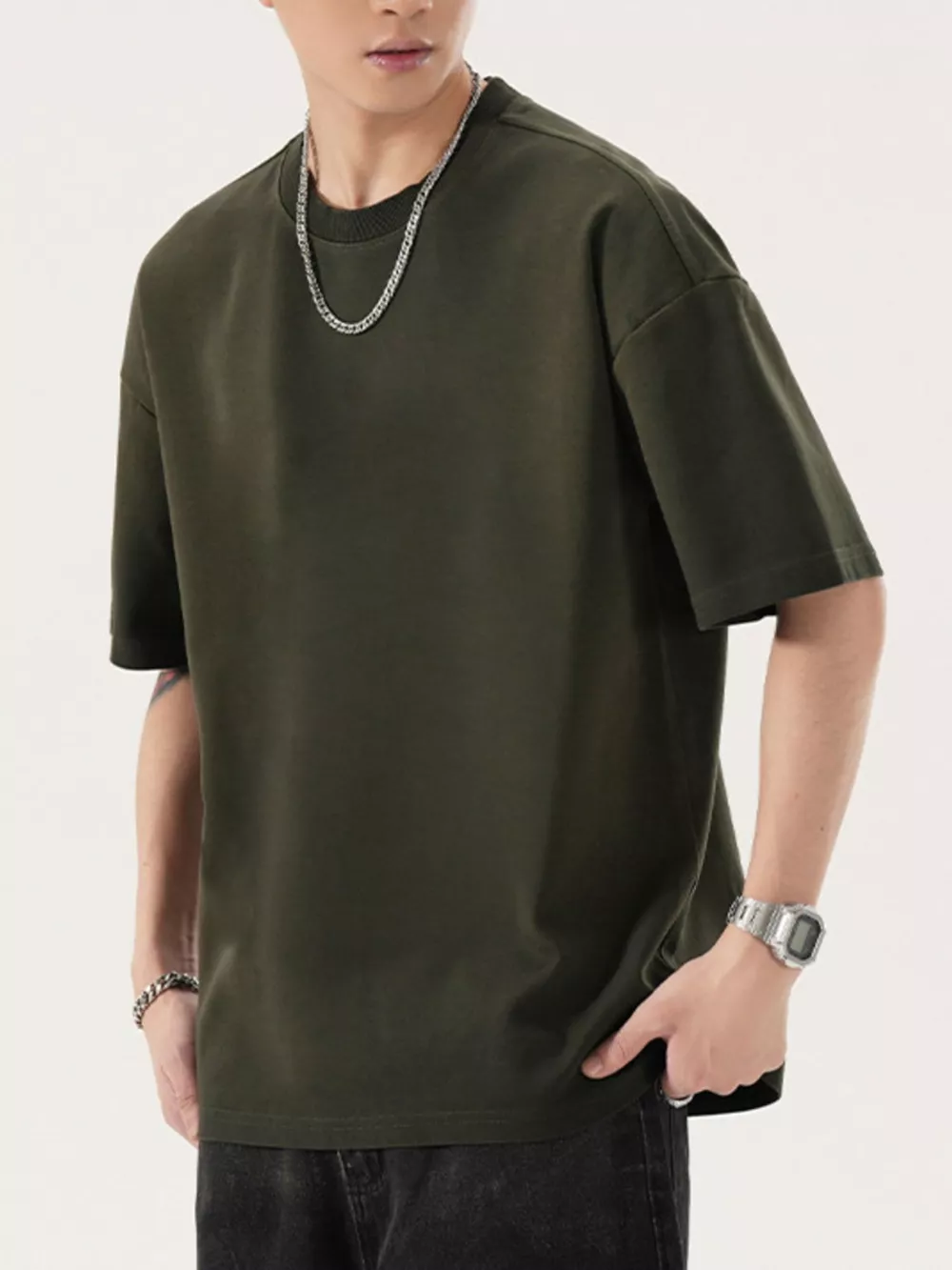 Men's Full Size Oversized Round Neck T-Shirt Plus Size, image 10