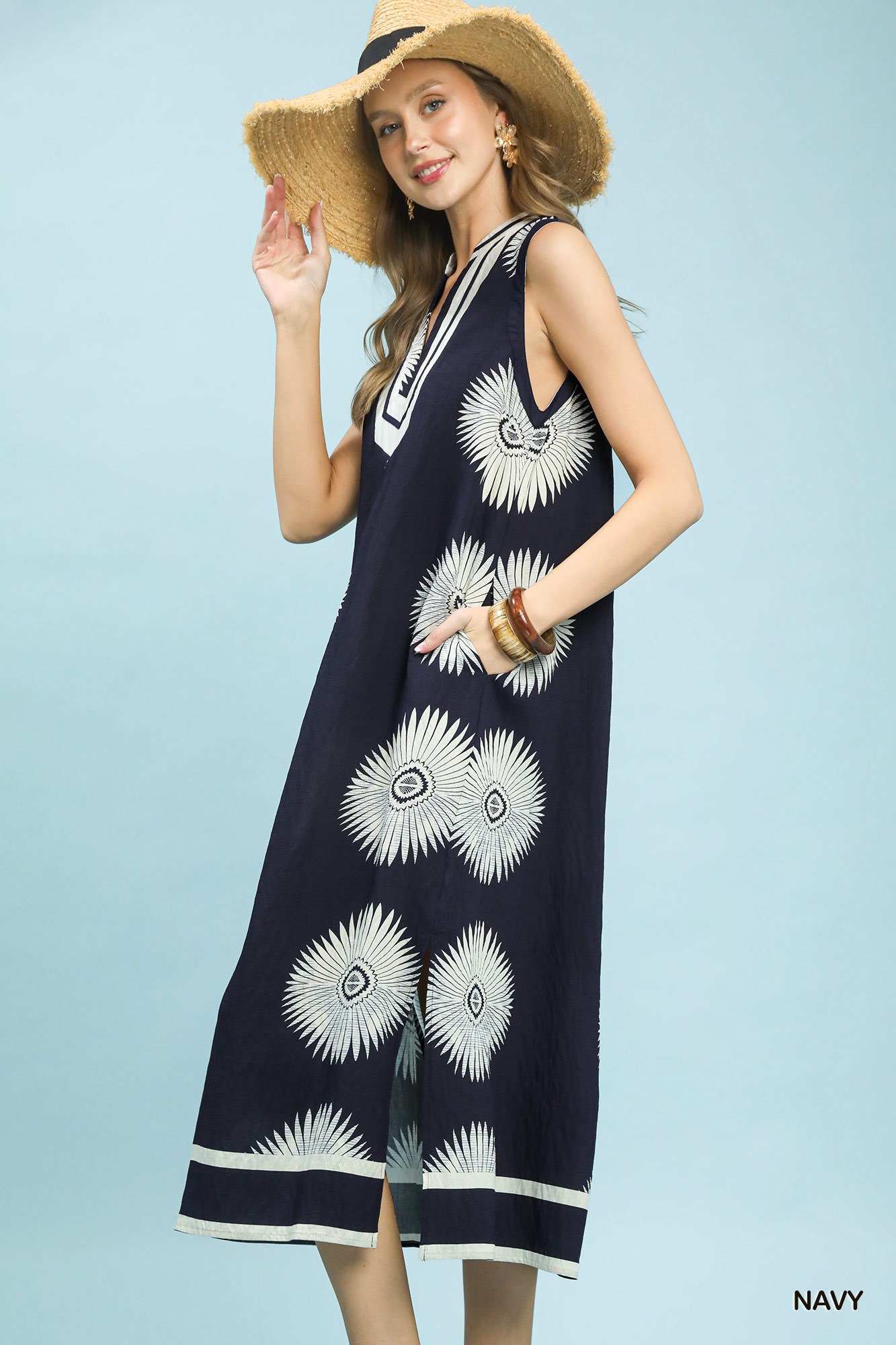 Sleeveless Geometric Midi Dress, image 2