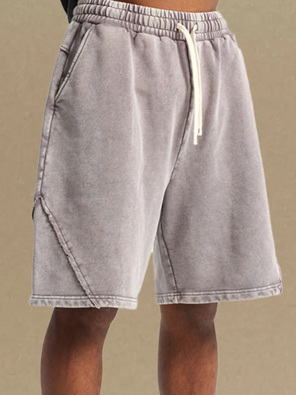 Men's Casual Drawstring Washed Shorts, image 3