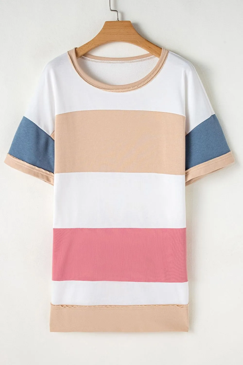 Color Block Patchwork Side Split Tunic T Shirt, image 4