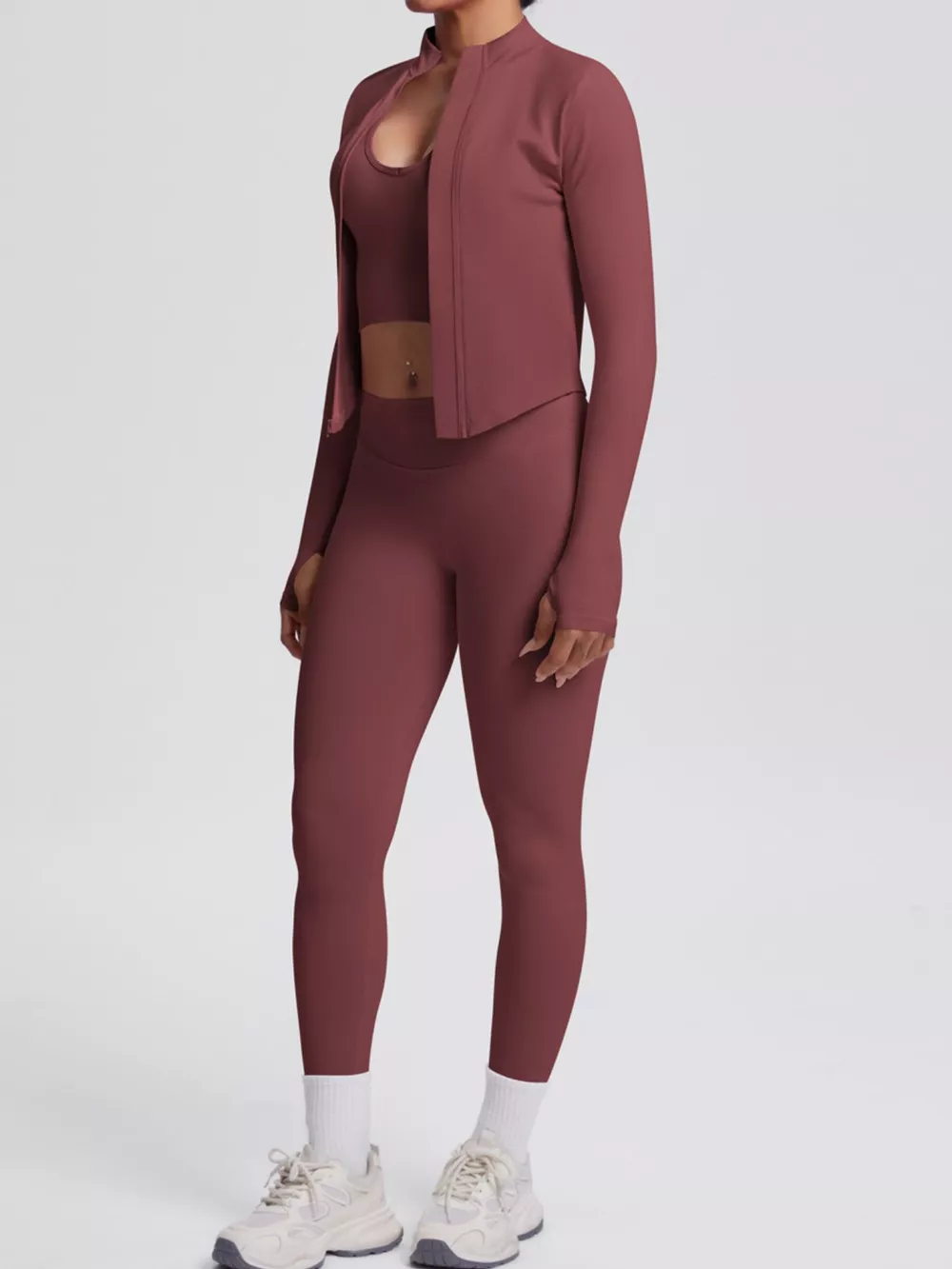 Tank & Zip-Up Jacket and Leggings Three-Piece Active Set, image 19