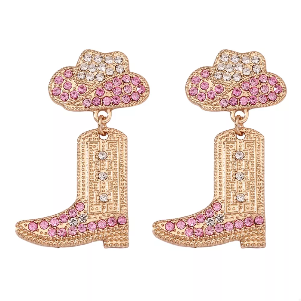 Rhinestone Cowboy Boot Dangle Earrings, image 5