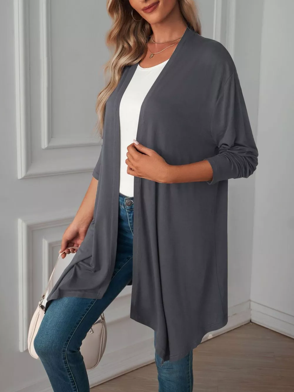 Lightweight Open Front Cardigan, image 8