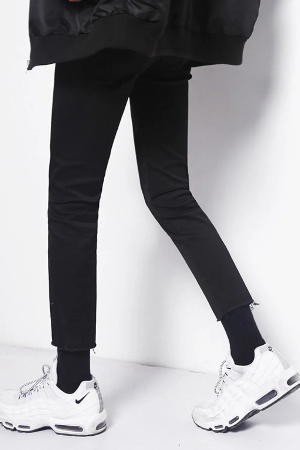 Men's Frayed Hem Skinny Jeans, image 4