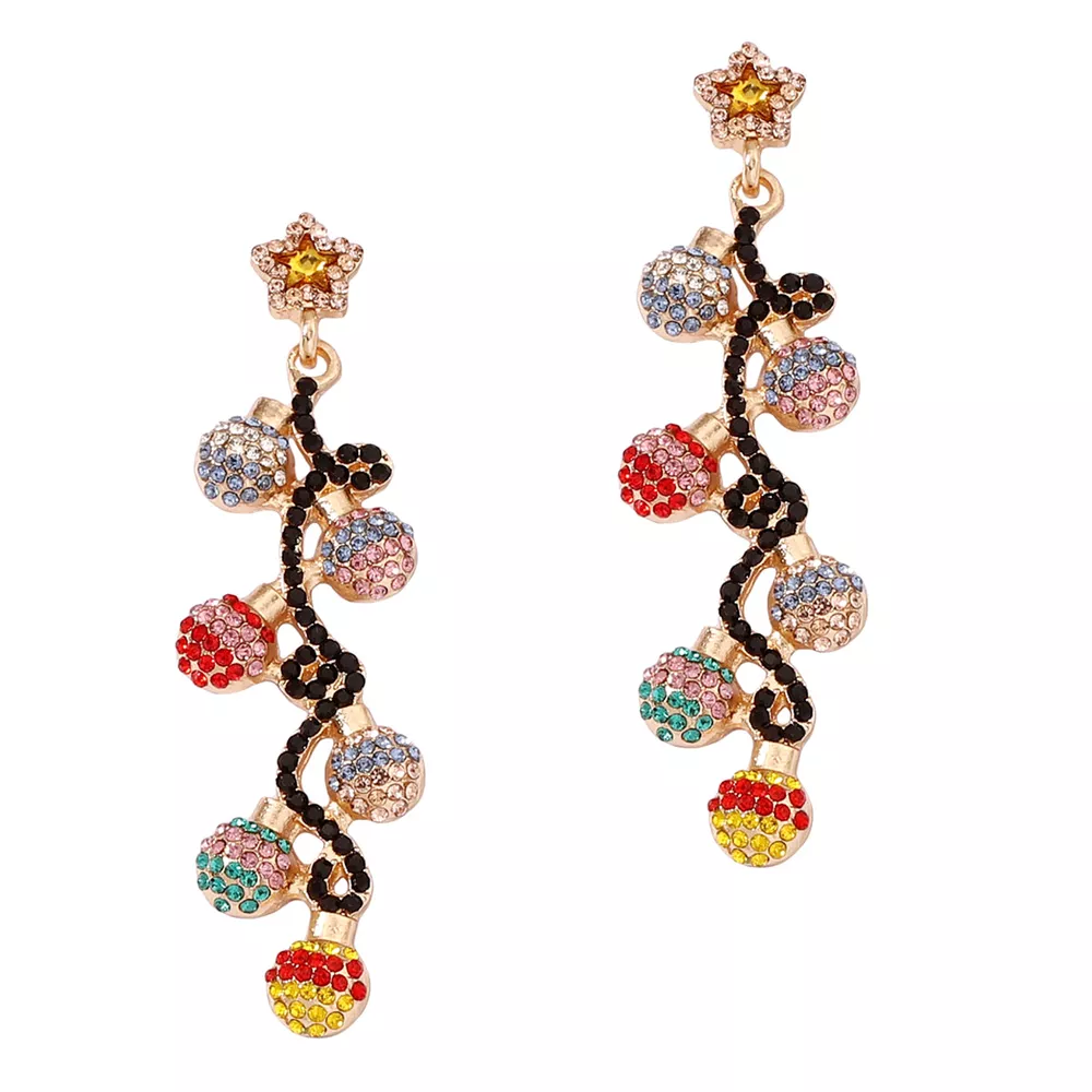 Christmas 18K Gold-Plated Rhinestone Earrings, image 4