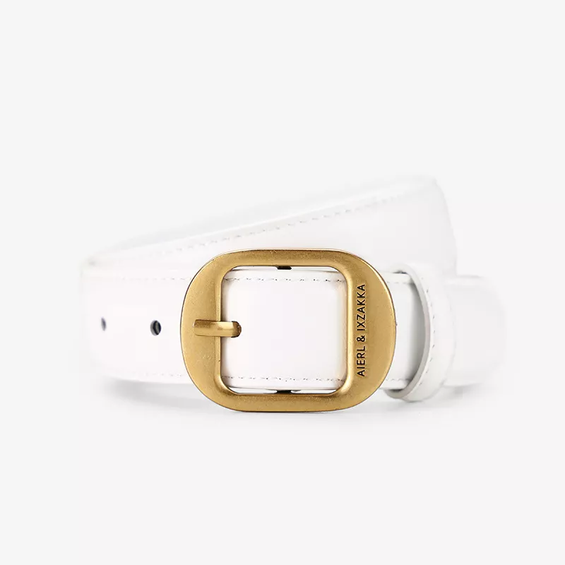 Leather Belt with Golden Buckle, image 2