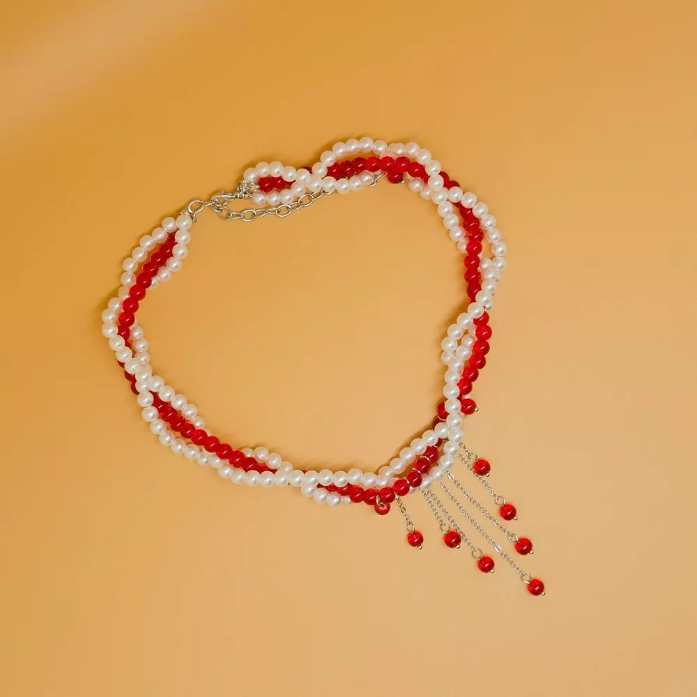 Twisted Bead Tassel Necklace, image 7