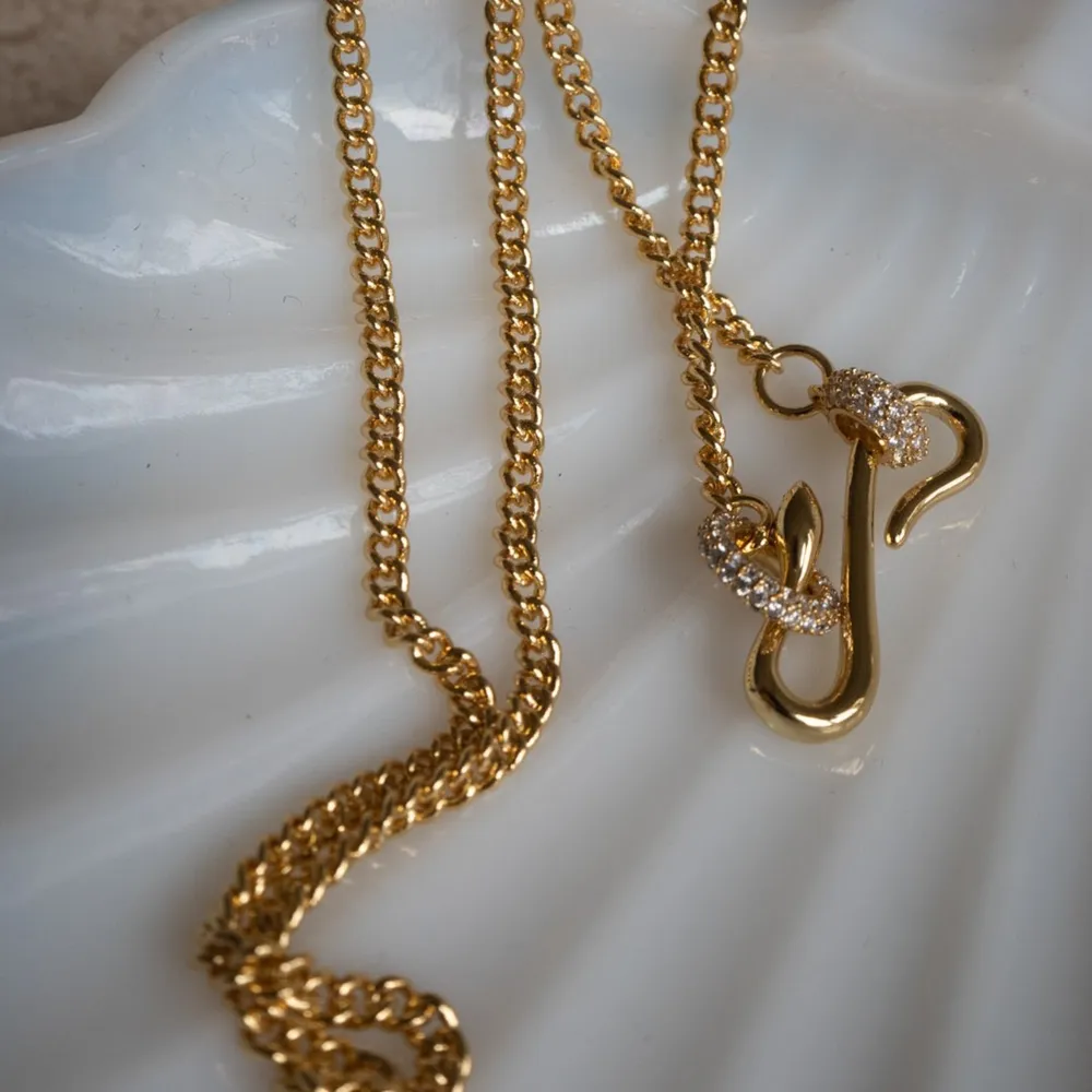18K Gold-Plated Copper Inlaid Zircon Necklace, image 2