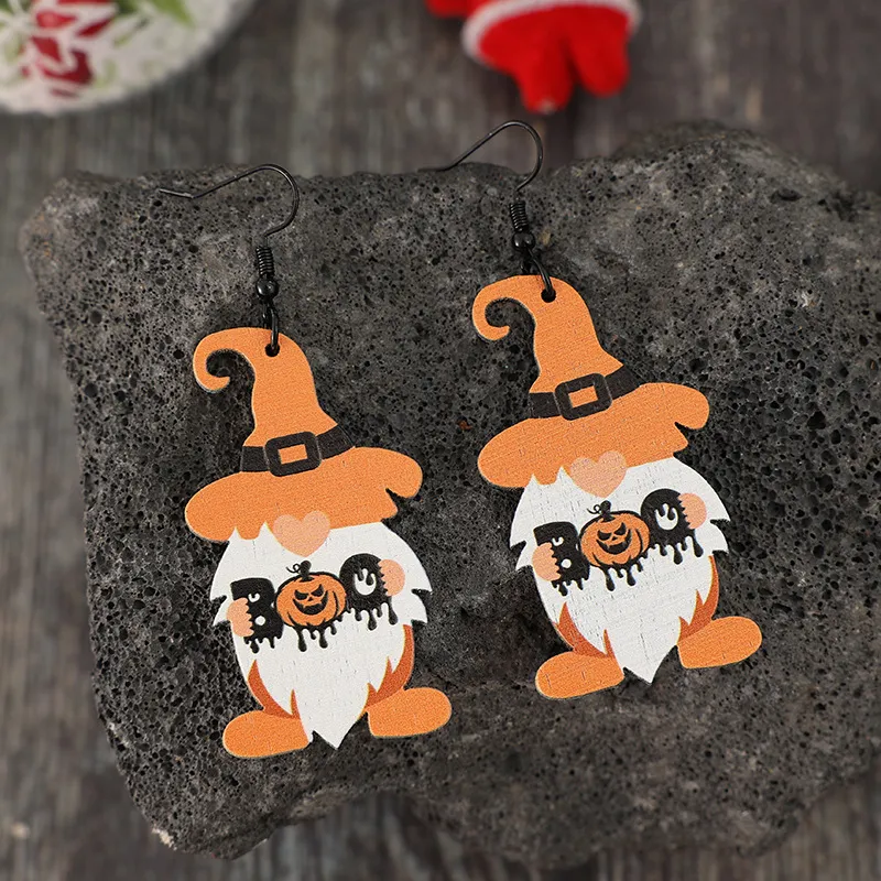 Wooden Dwarfs Pumpkin Dangle Earrings, image 4